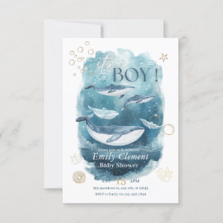 Es ist ein Junge unter der Sea Baby Dusche laden Einladung