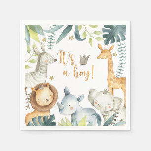 Es ist ein Junge Wild Giraffe Zebra Elephant Baby  Serviette