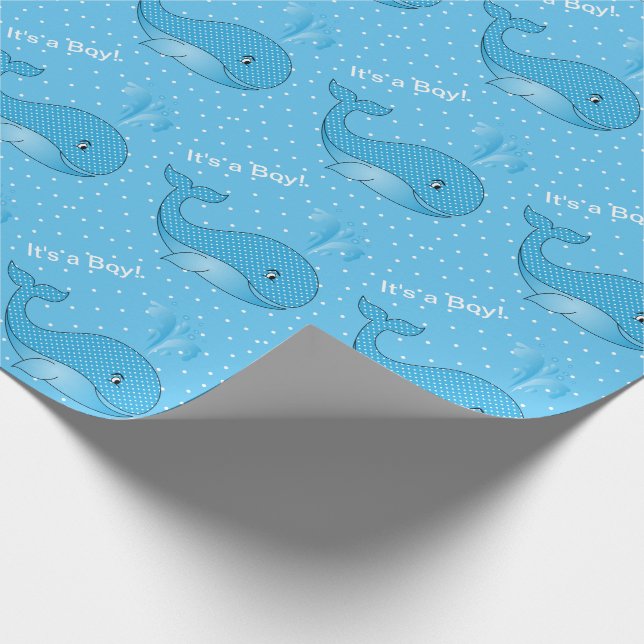 Es ist ein Jungen-blaues Baby-Wale Geschenkpapier (Ecke)