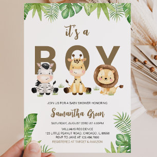 Es ist ein Jungen-Safari-Dschungel-Baby-Shower Einladung