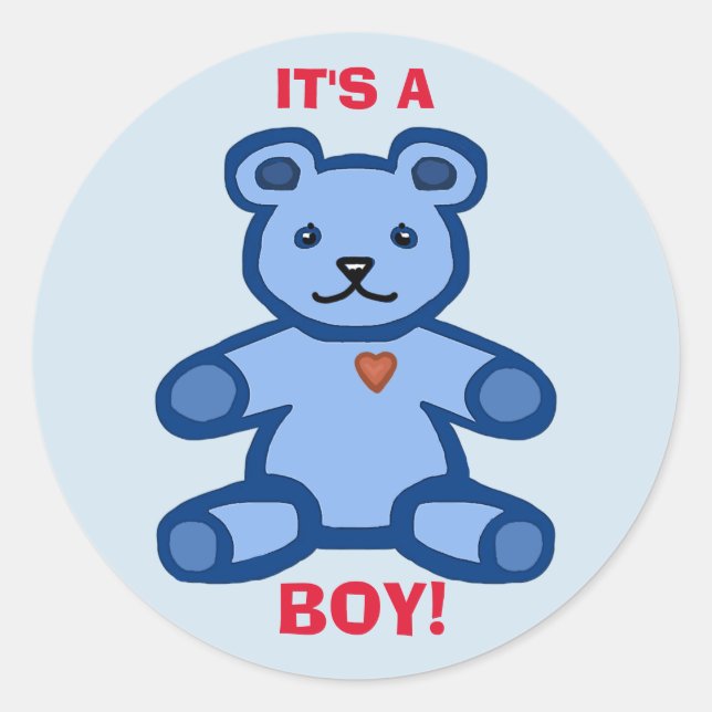Es ist ein junger, blauer Teddybär Runder Aufkleber (Vorderseite)
