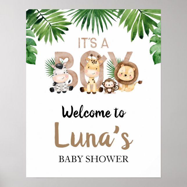 Es ist ein Jungle Baby Dusche Willkommenspender Poster (Vorne)