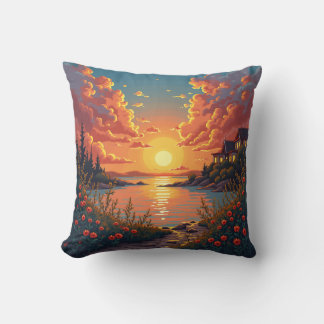 Es ist ein Kissen mit dem Sonnenuntergang.