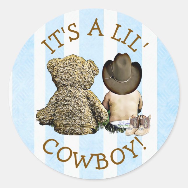 Es ist ein kleines Cowboy-Baby-Aufkleber Runder Aufkleber (Vorderseite)