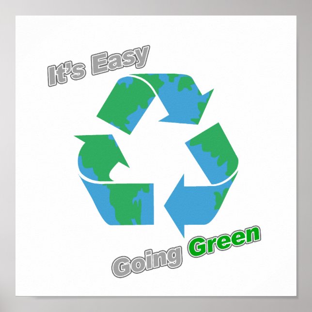Es ist ein leicht zu begehendes grünes Recycle-Sym Poster (Vorne)