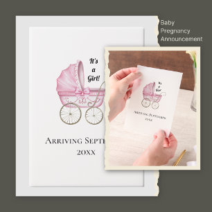 Es ist ein Mädchen! Ankündigung von Pink Baby Preg