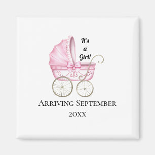 Es ist ein Mädchen! Ankündigung von Pink Baby Preg Magnet