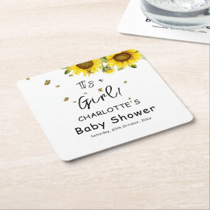 Es ist ein Mädchen! Aquarellblumen und Schmetterli Rechteckiger Pappuntersetzer