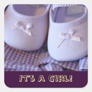 Es ist ein Mädchen! Aufkleber Lavendel Baby Schuhe