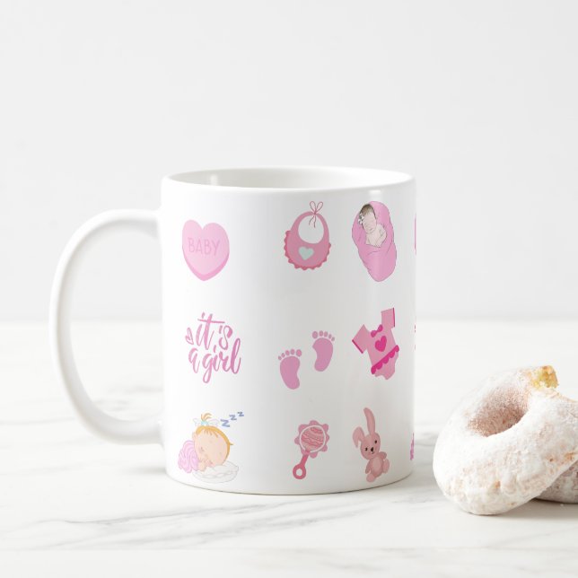 Es ist ein Mädchen! Baby Birth, Baby Dusche Gesche Kaffeetasse (Mit Donut)