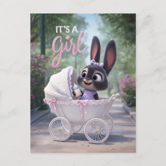 Es ist ein Mädchen: Baby Bunny im rosa Spitzenkind Ankündigungspostkarte