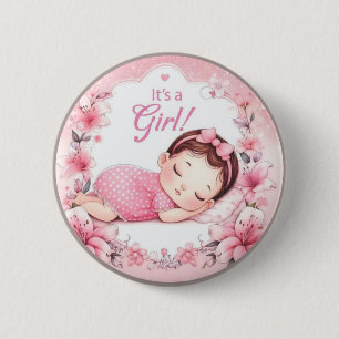 Es ist ein Mädchen Baby Shower Rosa Abzeichen mit  Button