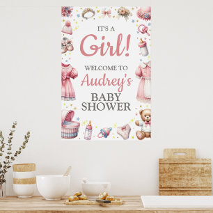 Es ist ein Mädchen! Babydusche hängt Poster