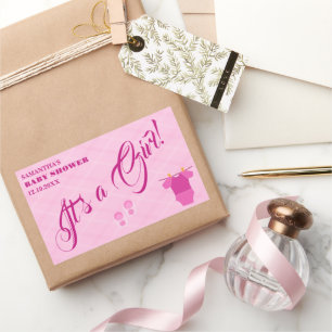 Es ist ein Mädchen! Babydusche rosa modern. Servie Rechteckiger Aufkleber