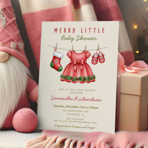 Es ist ein Mädchen Babykleidung Frohe kleine Weihn Einladung