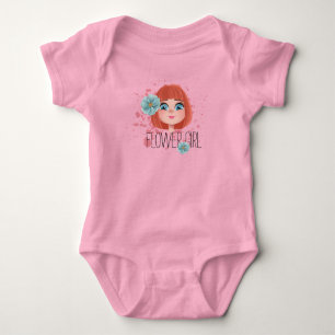Es ist ein Mädchen, blau & rosa Blume, graues Baby Strampler