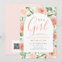 Es ist ein Mädchen - Blush Pink Floral Baby Shower