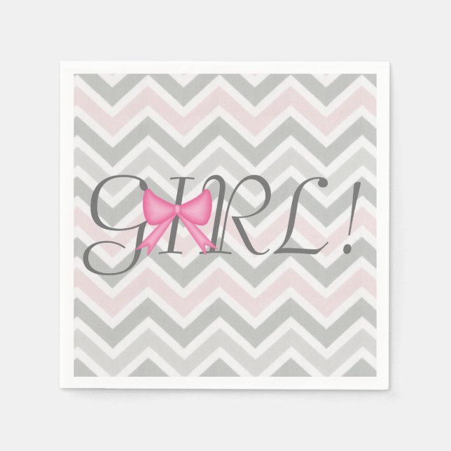 Es ist ein Mädchen! Bow Themed Baby Dusche Napkins Serviette (Vorderseite)