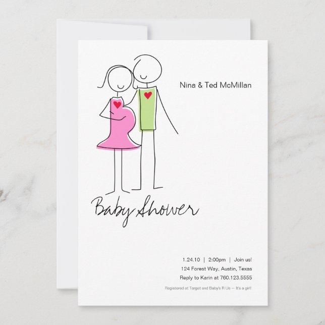 Es ist ein Mädchen, Coed Baby Shower Einladungen,  Einladung (Vorderseite)