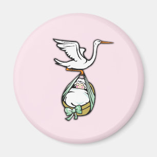 Es ist ein Mädchen, das der Storch auf rosa Lizenz Magnet