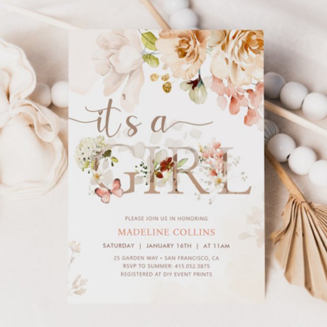 Es ist ein Mädchen, ein Baby in Bloom, eine Garten Einladung (Von Creator hochgeladen)