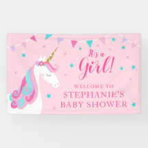 Es ist ein Mädchen-Einhorn-Kinderdusche pink