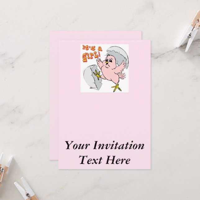 Es ist ein Mädchen! Einladung (Vorderseite/Rückseite Beispiel)