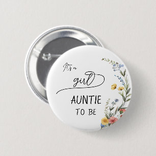 Es ist ein Mädchen! Farbenreiche Wildblume Button