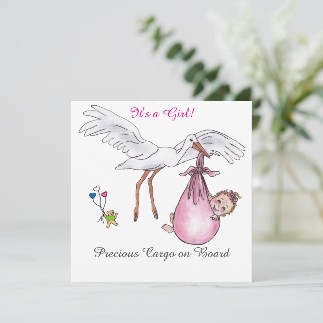 Es ist ein Mädchen! Flache Karte (Stehend Vorderseite)