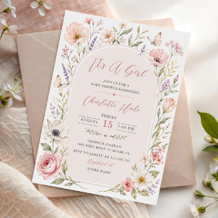 Es ist ein Mädchen: Florale Babyparty Einladung