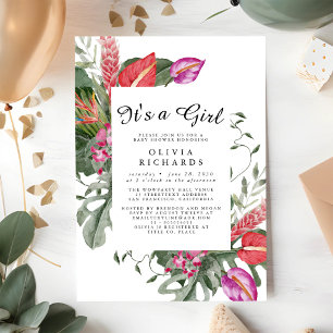 Es ist ein Mädchen Florales Babyshower-Einladung Einladung