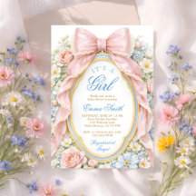 Es ist ein Mädchen Florales Rosa Schleifchen Koket