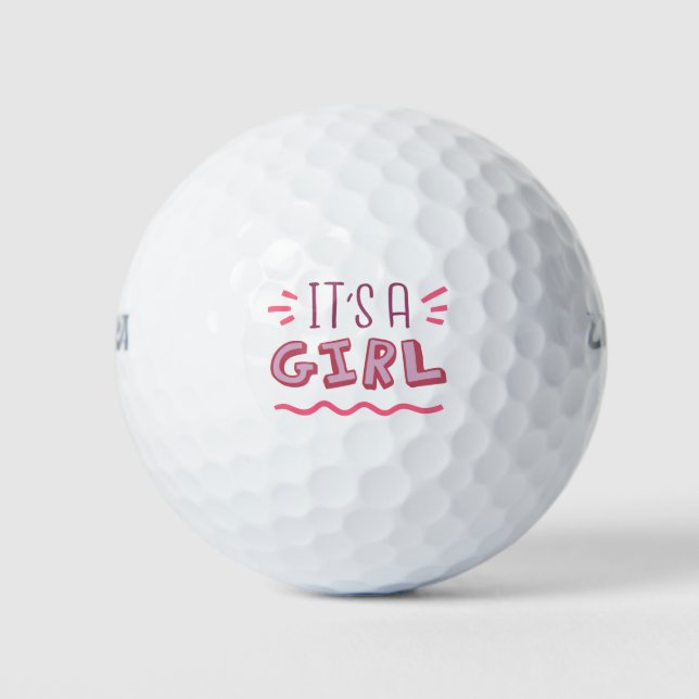 Es ist ein Mädchen für Babydusche rosa Formulierun Golfball (Vorderseite)