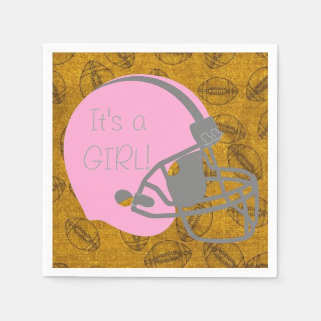 Es ist ein Mädchen Fußball Thema Baby Shower Napki Serviette (Vorderseite)