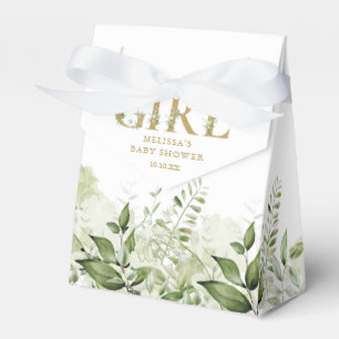 Es ist ein Mädchen Grüne Blätter Gold Baby Shower Geschenkschachtel