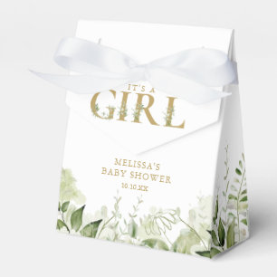 Es ist ein Mädchen Grüne Blätter Gold Babyparty Geschenkschachtel