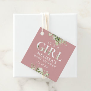 Es ist ein Mädchen Grüne Staubige Rosenrote Baby-P Geschenkanhänger
