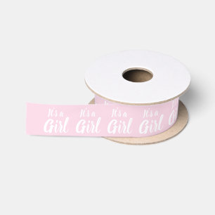 Es ist ein Mädchen, hellrosa weiß, Geschenkverpack Satinband