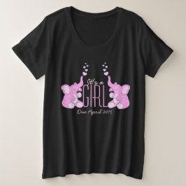 Es ist ein Mädchen Herz-Elefanten Mutterschafts-Te Große Größe T-Shirt