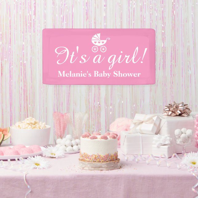 Es ist ein Mädchen individuelle Name rosa Baby Dus Banner (Party)