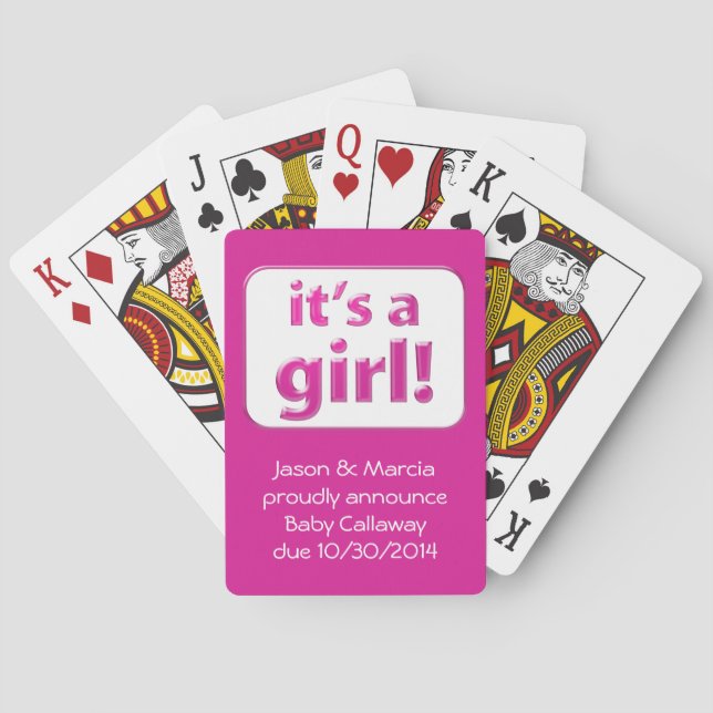 Es ist ein Mädchen! Karten für das Baby Gender Spielkarten (Rückseite)