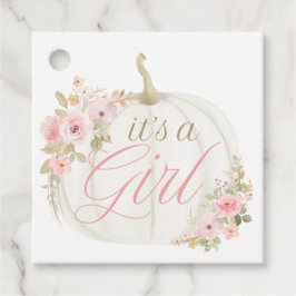 Es ist ein Mädchen Kürbis Rose Babyduschgeschenke Geschenkanhänger