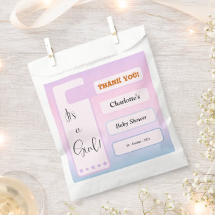 Es ist ein Mädchen! Lila Farbverlauf Süße Babypart Geschenktütchen