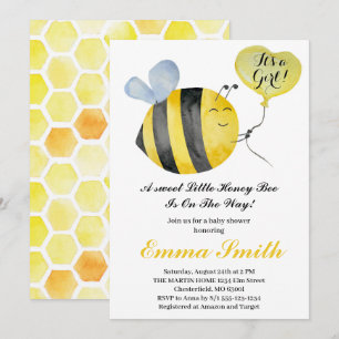 Es ist ein Mädchen Little Honey Bee Baby Shower   Einladung