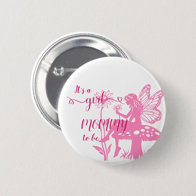 Es ist ein Mädchen! Mairy Mushroom und Blume Mommy Button (Vorne & Hinten)