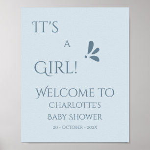 Es ist ein Mädchen! Minimalismus Pastellblau Baby  Poster