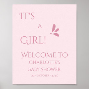 Es ist ein Mädchen! Minimalismus Pastellrosa Babyp Poster