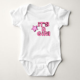 Es ist ein Mädchen mit 3D rosa Stern Baby Strampler