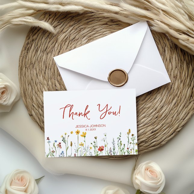 Es ist ein Mädchen mit Frühlingsblumen Babydusche Dankeskarte (Von Creator hochgeladen)