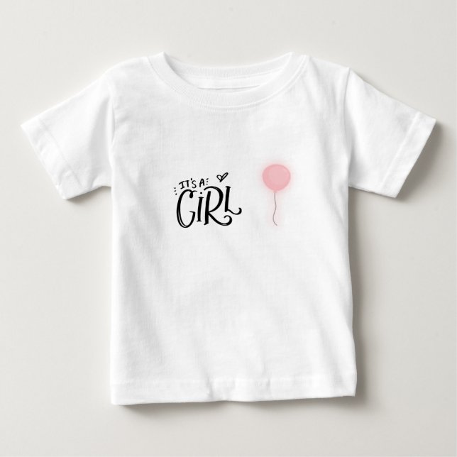 Es ist ein Mädchen mit rosa Ballon Baby T-shirt (Vorderseite)